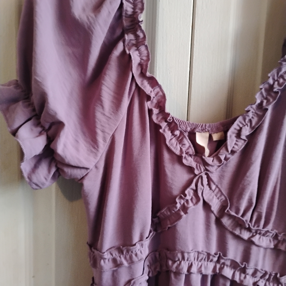 Purple Ruffled Women's Dress - Picture 3 of 12
